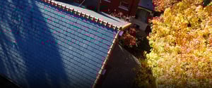 Aerial view of historic slate tile roof 